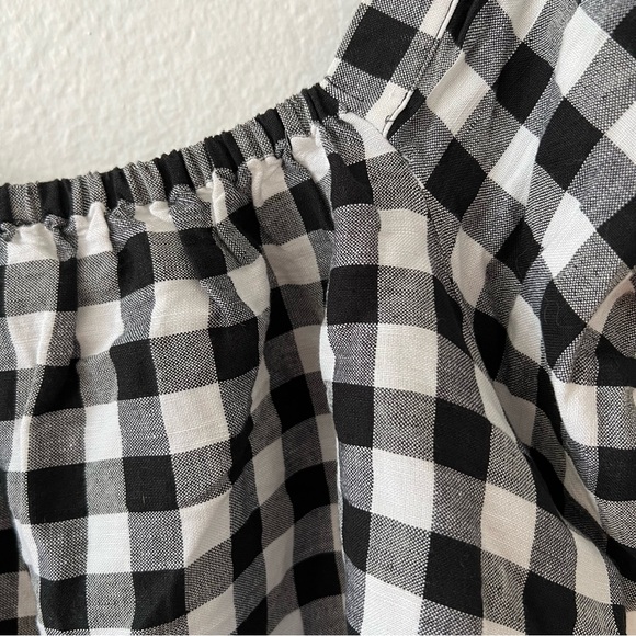 Madewell Linen-Blend Puff-Sleeve Button-Front Crop Top in Gingham Check - Picture 5 of 9